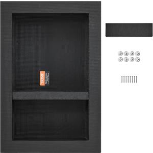 VEVOR Shower Niche Ready for Tile 16" x 24", Double Shelf Organizer, Square Corners Wall-inserted Niche Recessed, Sealed Protection Modern Soap Storage Niche for Shower Bathroom, Black