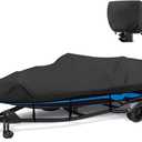 1200D Waterproof Boat Cover - Fits 17' to 19' ft Bass, V-Hull, Tri-Hull, Fish & Ski, Runabout Bowrider Boats - Heavy Duty Canvas Black (Model C: Fits 17'-19' L X 96" Beam Width)