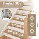 Stair Treads for Wooden Steps, Non-Slip Peel and Stick Carpet Stair Runner, Boho Pet Friendly Indoor Stair Protectors, Soft Washable Reusable,8x30 15Pcs,Brown