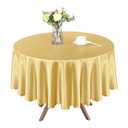 Homiest 1 Pack 72 Inch / 6ft Round Tablecloth Satin Table Cover, Light Gold Table Cloth Overlay Bright Table Decorations, Silky Satin Dining Table Cloths for Wedding Reception Graduation Banquet