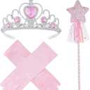 hoyuwak 3Pcs Princess Dress up Accessories Gloves Tiara Wand Dress up Set for Halloween Dress Up Party