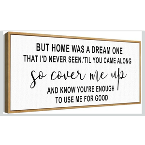But Home Was A Dream Sign Canvas Framed Wall Art,Family Love Quotes Sign Wall Decor for Home Bedroom,Housewarming Gifts Wedding Gift for Friends Couple, Size 31"×12"