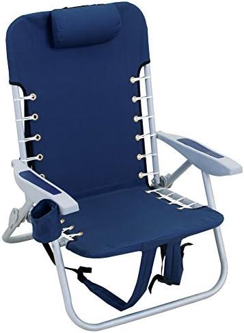 RIO Gear Beach Lace-Up Suspension Folding Beach Chair, Navy , 44.7" x 25.5" x 26.5"