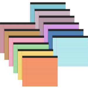 Lincia 12 Pcs 11" x 9.5" Legal Pads College Ruled Notepad Landscape Notebook Horizontal Lined Notebook 80 Gsm Assorted Colors Paper Pastel Writing Pads for School Office, 40 Sheet (Bright Color)