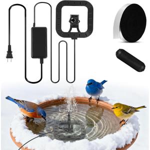 55w Bird Bath Heater with Fountain for Outdoors in Winter Submersible Bird Bath Deicer Pond Deicer with Thermostatically Control Tape Cord Cover for Chicken Livestock Garden Anti Freezing