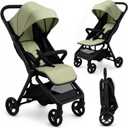 Baby Doll Compact Travel Stroller for Girls, Folding Doll Stroller with Canopy, 31" Tall Lightweight Toy Doll Pram for Bigger Kids, Realistic Pretend Play, Fits All Dolls (Olive Green)