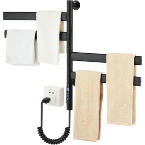 Electric Towel Warmers for Bathroom Wall Mounted Heated Towel Rack，Black