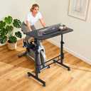 Standing Desk Adjustable Height, Rolling Walking Pad Desk, Small Mobile Table with Wheels, Portable Stand Up Table for Standing or Sitting, Size 31.5x15.7 Inch Black, 32" W x 16" D x 43.3" H