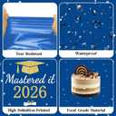 3 Pack Graduation Tablecloth Class of 2026 - Mastered it Royal Blue & Gold Graduation Decorations - Disposable Plastic Table Covers for Party Supplies (108 x 54 Inch)