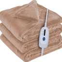 McJaw Electric Blanket Full Size 72x84 inches, Soft Double-Sided Flannel Heated Blanket with 10 Hours Auto Off, 4 Heating Levels, Fast Heating, Machine Washable, Light Brown (Full(72''84''))