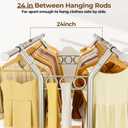 HYSEYY Heavy Duty Clothes Rack, Rolling Clothing Rack With Shelves Load 620 LBS, Double Rod Clothing Racks for Hanging Clothes, Portable& Adjustable Clothes Rack with Wheels Garment Rack