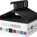 Clothes Hangers Plastic 40 Pack - Black Plastic Hangers - Makes The Perfect Coat Hanger and General Space Saving Clothes Hangers for Closet - Percheros Ganchos para Colgar Ropa Hangars