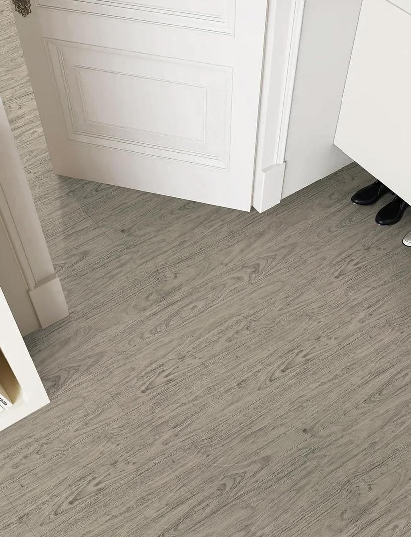 CiCiwind Peel and Stick Floor Tiles 12PCS-5.9in35in Gray Wood Floor Tiles Self Adhesive Floor Tiles Wood Grain Waterproof Floor Tiles for Bathroom Living Room Bedroom Kitchen