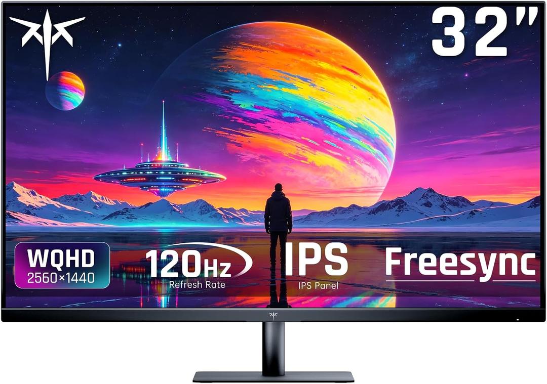 KTC 32 Inch 2K 120Hz Computer Monitor, IPS QHD 2560 x 1440p Monitor with Ultra-Thin Bezels, HDR10, Adaptive Sync, HDMI/Display Ports, Tilt Adjustable, Eyecare, for Office and Casual Gaming, H32T13