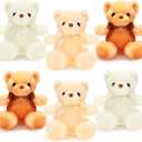 HyDren 6 Pcs Bear Stuffed Animal Soft Bear for Kids Toys Gift Baby Shower Decoration(Short Plush,Dark Brown, Brown, Beige)