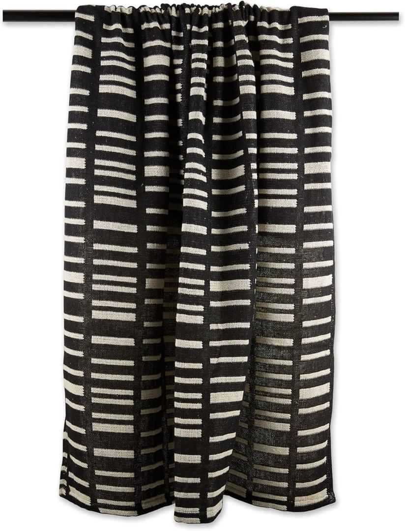 DII Urban Geometric Collection Cotton Throw Blanket, 50x60, Black