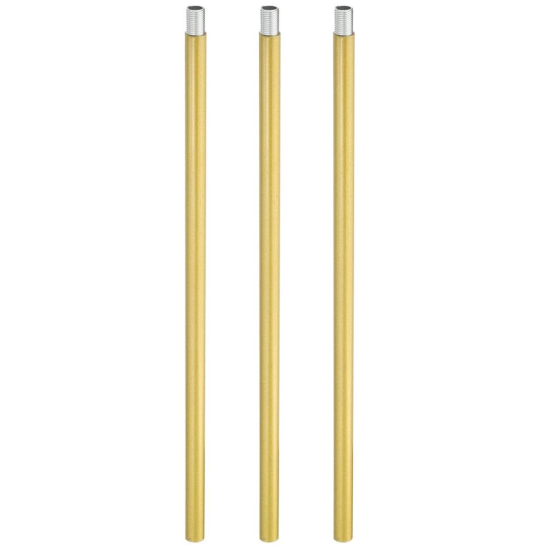 PATIKIL Threaded Extension Rod, 3 Sets 11.8" M10 x 1mm Fine Thread Lamp Pipe with Lamp Pipe Nipples for Pendant Light Island Lighting Chandeliers Stems, Gold Tone