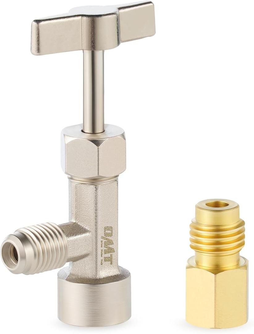 Orion Motor Tech R134a Self Sealing Can Tap, Self-Sealing Can Opener for R134a Refrigerant Self-Sealing Cans, with Tank Adapter for 1/4" and 1/2" AC Charging Hoses for Refilling Automotive AC System