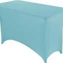 Peomeise 4FT Spandex Table Cover Rectangular Stretch Spandex Tablecloth (Aqua,4FT)