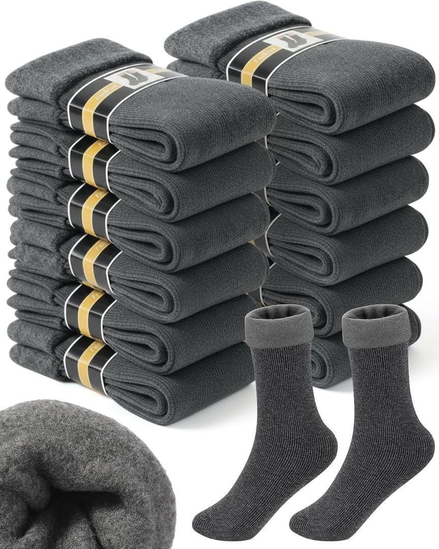 Henoyso 12 Pairs Thermal Socks Bulk Warm Winter for Homeless (M)