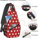Polka Dots Sling Bag for Women Crossbody Bag Abstract White Small Circle Dot Geometric Pattern on Red Background Sling Backpack for Men Dot Pattern Shoulder Bag Gym Travel Hiking Daypack