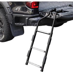 Tailgate Ladder for Pickup Truck, Universal 34"-42" Height Adjustable Tailgate Step with Non-Slip Wide Pedal, Heavy Duty Durable Truck Ladder for Ford Dodge Ram Hilux Chevy GMC, Capacity 350 lbs (Black)