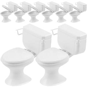 Miniature Toilet for 1:12 Scale Dollhouse Furniture, 8 Pack Realistic Miniature Bathroom Accessories with Lid, Tiny Commode for DIY Crafts and Funny Cake Topper, White