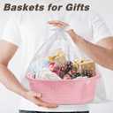 Pro Goleem Small Woven Basket with Gift Bags and Ribbons Durable Baskets for Gifts Empty Small Rope Basket for Storage 12"X 8" X 5" Baby Toy Basket with Handles, Pink