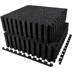 AIRHOP 0.56in Thick 96 Sq Ft Exercise Equipment Mats, 24 Tiles Upgraded Rubber Top with High Density EVA Foam, Large Interlocking Puzzle Gym Flooring for Home Gym, Heavy Weight Workout, 24 x 24in (Black/White)