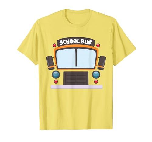 School Bus Costume Shirt Boys Girls Halloween Bus Driver Boy T-Shirt, Lemon Yellow, Size 3T