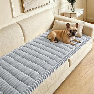 Couch Cover for Dogs Washable,Non Slip Fuzzy Durable Couch Covers for 3 Cushion Sofa Pet Friendly Sofa Cover Dog Thick Soft Slipcovers Protector Couches Mat Bed (Light Grey 27.6 " x 70.9"/70 x 180cm)