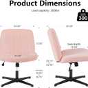 OLIXIS Criss Cross Chairs Legged Armless No Wheels Wide Seat Height Adjustable Swivel Rolling Padded Furry Cute Home Office Desk Seating for Bedroom, Student, Study Room, Fabric