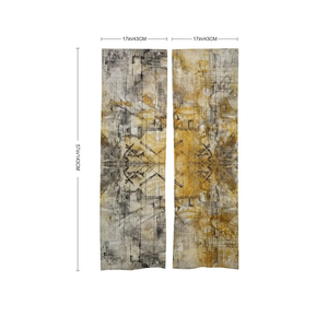 japanese Noren Light Yellow and White Printed Door Curtain, Drape Split Doorway Curtain 34"x 57" Partition Curtain for Kitchen Tapestry Wall Hanging Decoration
