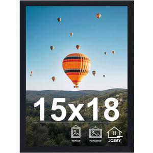 JCJMY 15x18 Picture Frame Black for Poster Photo Picture, Horizontal and Vertical Formats for Wall Hanging, 15 x 18 Wall Gallery Poster Photo Frame for 15 by 18 Photos Posters, Black