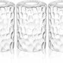 Teenyyou 8 Pcs Clear Hammered Glass Shade Replacements for Pendant Light Fixtures Glass Lamp Shade Cover, 1-5/8 Inch Fitter E26 Base, 4"w x 6"h, Replacement Lamp Globe for Chandelier Wall Sconce