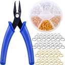 Split Rings for Jewelry Making, Caffox 700pcs Small Split Ring with Split Ring Pliers, Double Closed Jump Rings Craft Jump Loops Opener for Necklaces and Bracelets