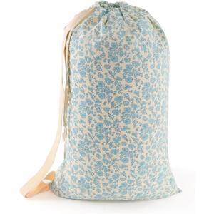 College Laundry Bag, Dirty Clothes Laundry Bag With Drawstring Handles For College Dorm Laundromat Apartment Travel Camp 29" X 18" Women Girls Back To School Birthdays Gift, Blue Florals