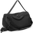 Weekender Bag  Geila Personal Item Duffel Bag with Shoes Compartment, Overnight Travel Bag, Yoga & Gym Bag (Black)