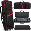 BOSSTIN 61 Key Keyboard Case with Wheels, Internal Size: 42"x 14.5"x 6", Waterproof Padded Rolling Gig Bag Keyboard Piano Case for 61 Key Piano Keyboard (Red)