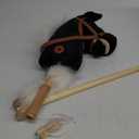 Stick Hobby Horse Riding Toy, Plush Horse for Toddlers Ages 3+, Ride On Toy Fun Pretend Play with Wooden Wheels and Real Pony Clip-Clop Sounds - Black, 39 Inches
