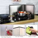 Grease Splatter Guard 2 Pieces 2 Sided Splash Guard for Stove Foldable Backsplash Protector Behind Stove Nonstick Stainless Steel Backsplash for Stove Screen Protector (17.72 x 19.69 Inches)
