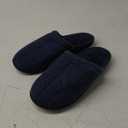 Men’s Mule Slippers Navy Leather Lined With Fur, 8-9 Blue