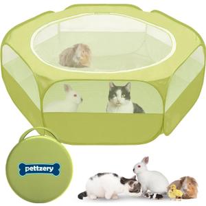 Small Animal Playpen with Zippered Top, Portable Waterproof Pet Cage (47"x23") for Kitten, Bunny, Guinea Pig, Hamster, Chicken Brooder, Indoor & Outdoor Exercise Pen, Foldable Design (Green)