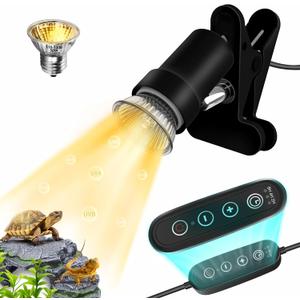 GOZILLA Reptile Heat Lamp, Turtle Lamp Timing & Dimming Cycle Timer, Turtle Light 50W UVA/UVB Reptile Light Bulb for Amphibian and Reptile Tanks, Terrariums, Cages.(Black)