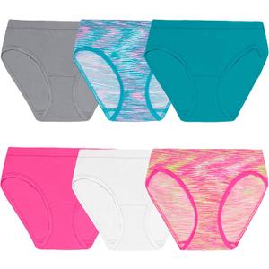 Fruit of the Loom Girls' Seamless Underwear Multipack (10-12, Hipster - 6 Pack - Assorted)