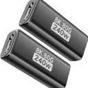 240W for USB C Thunderbolt 5 Coupler Female to Female 2Pack, Support 120Gbps Bandwidth, 80Gbps, 16K, Dual 8K, 4K 540Hz, Triple 4K 144Hz for Thunderbolt 4 / 3, iPhone 17, USB4, Razer Blade, Mac mini M4