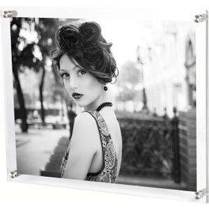 8.5x11 Acrylic Picture Frames Wall Mount Photo Frame Frameless Clear Floating Frame for Document Certificate Artwork (2 pack)