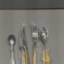 16 Piece Hammered Silver Gold Silverware Set, Modern Golden 18/10 Stainless Steel Flatware Set, Kitchen Utensil Set Service for 4, Tableware Cutlery Set, Knives Forks Spoons Set