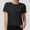 Womens Open Back Workout Tops Athletic Pilates Shirts Tees Gym Tops Running Activewear (Black, XL)