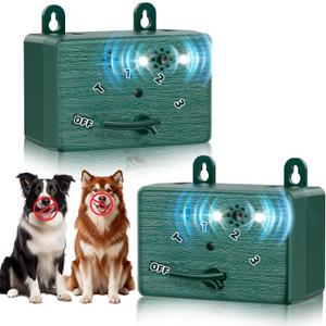 2-Pack Dog Bark Deterrent Devices, Anti Barking Device for Dogs, Battery Powered Bark Control Device for Indoor Outdoor Use, Humane Dog Training Tool to Stop Barking, Chewing & Bad Behavior(Green)